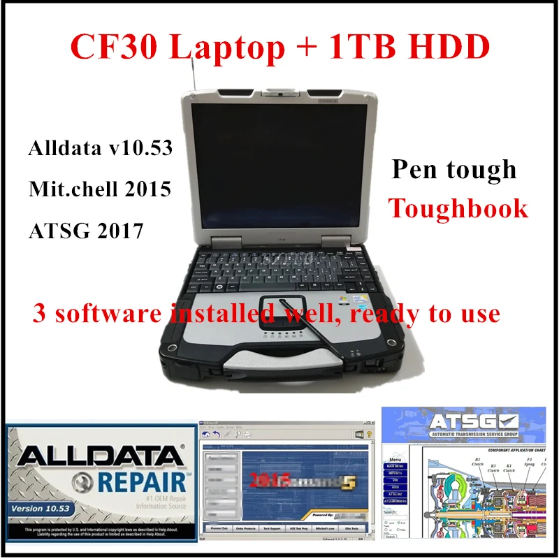 

2022 Hot Newest alldata auto repair software alldata with Mitch.ll 2015 with ATSG 2017 software install CF30 4G Toughbook Laptop