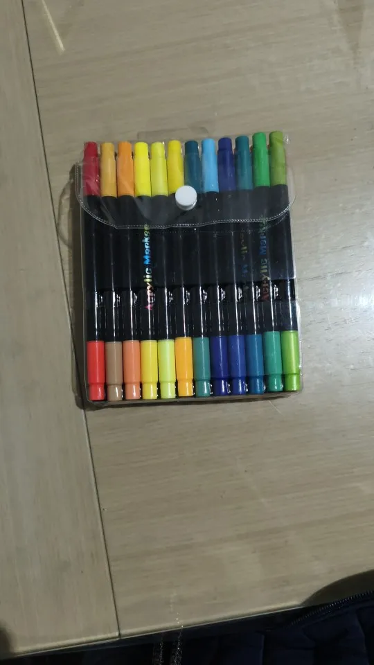 Rotuladores de pintura acrílica de 48 colores para uso artístico profesional, bolígrafos finos y con punta de doble punta, adecuados para piedra, madera y caligrafía photo review