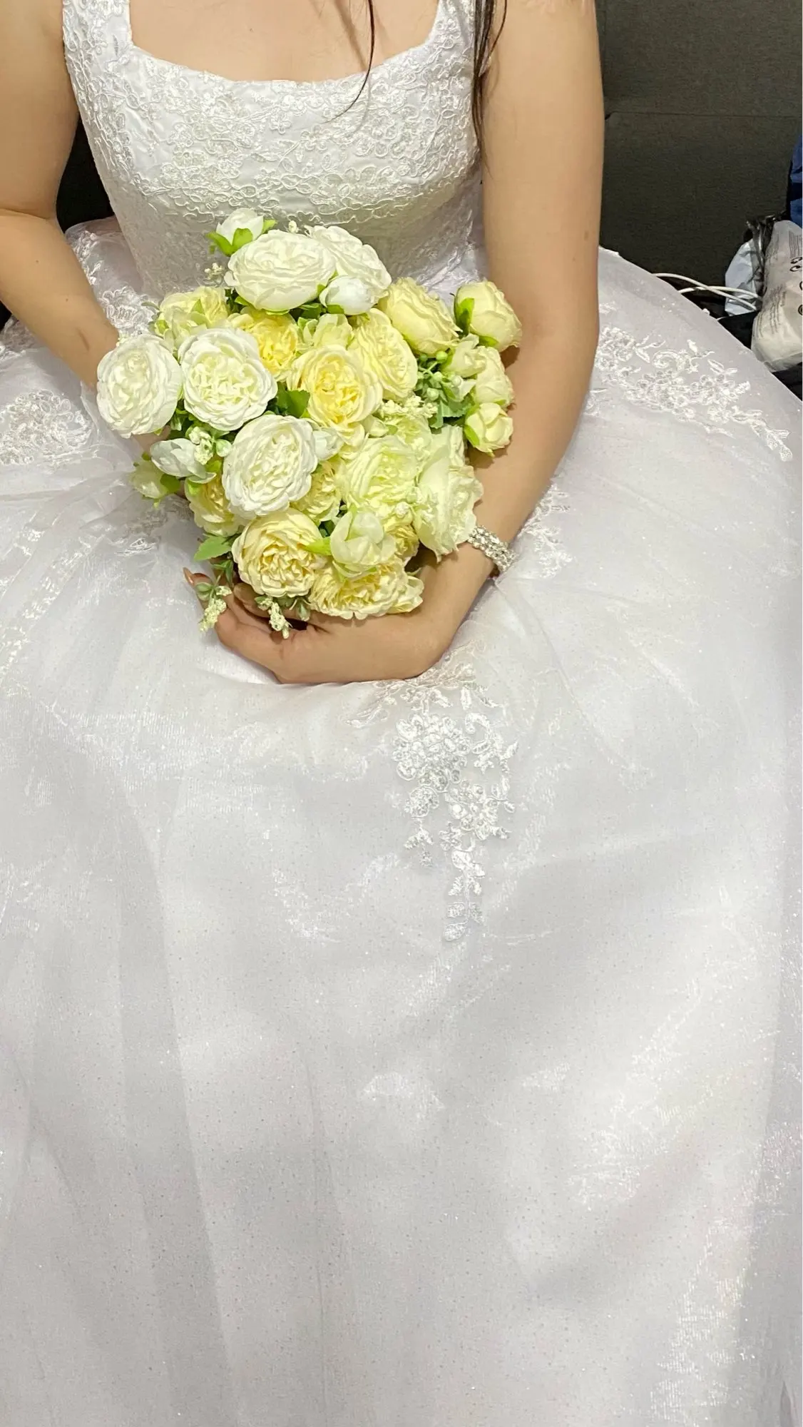 Elegant Wedding Dress For Women V-Neck Cap Sleeve Lace Appliques Vestido De Noiva With Button Sweep Train Custom Made