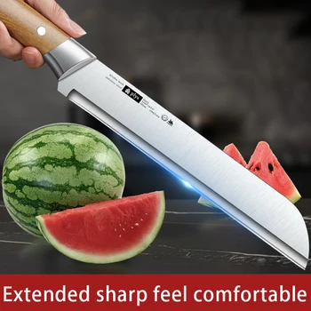 Couteau de cuisine à fruits avec manche en bois, melon d'eau en acier inoxydable, coupe tranchante, outils de cuisine ménagers, 216.239. 1