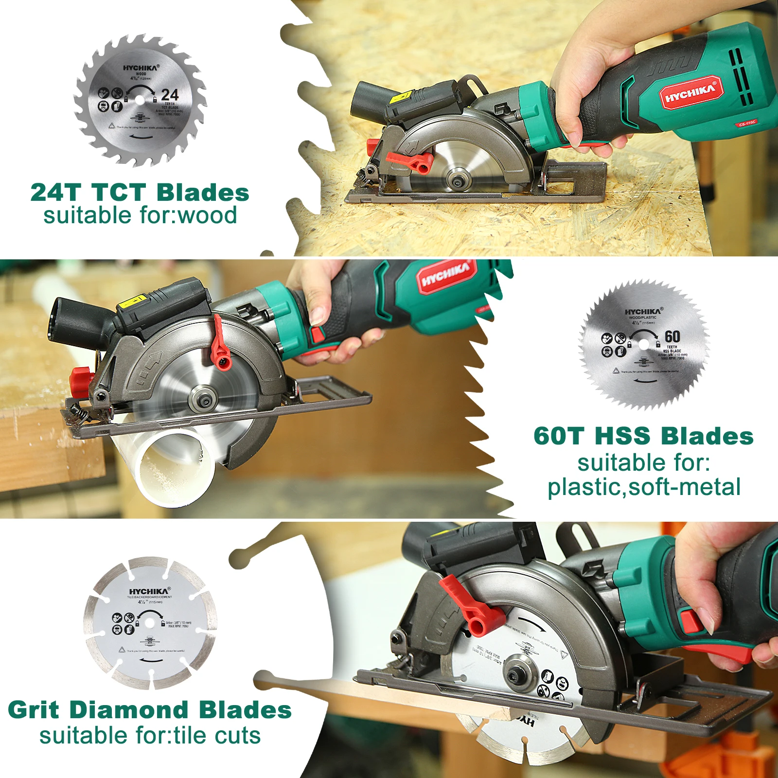 HYCHIKA 750W Circular Saw DIY Power Tool with Laser Guide Electric