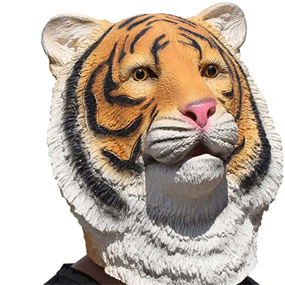 Full Head Fancy Dress Maschere Per Feste Maschere Per La Testa Di Tigre Animale Halloween Carnival Cosplay Party Novità Maschere In Lattice