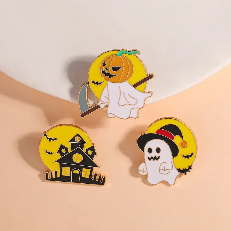 

Funny Cartoon Ghost Pumpkin Enamel Brooch Cute Halloween Lapel Pin Backpack Clothing Hat Accessories Personality Badge