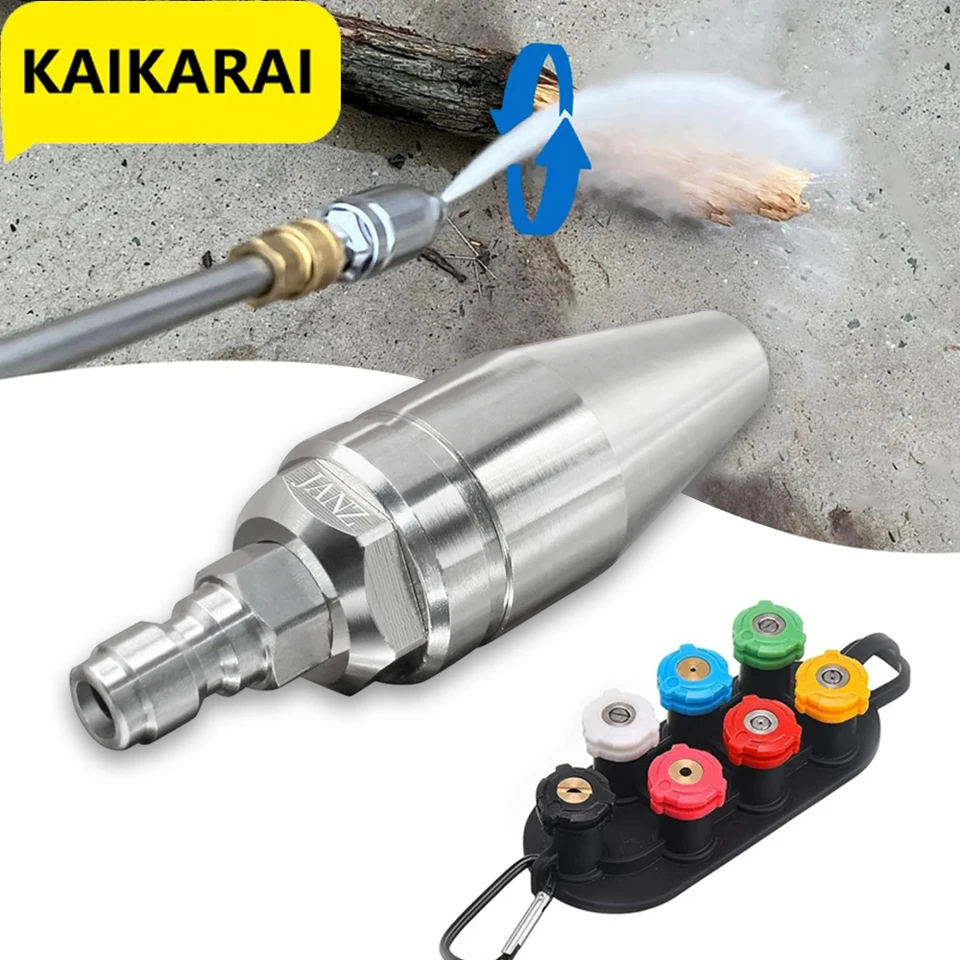 Ugello Turbo Triplo Per Idropulitrice – Rotante A 360° In Ottone, 4000 PSI, Attacco Rapido 1/4″ Per Pulizia Auto E Esterni