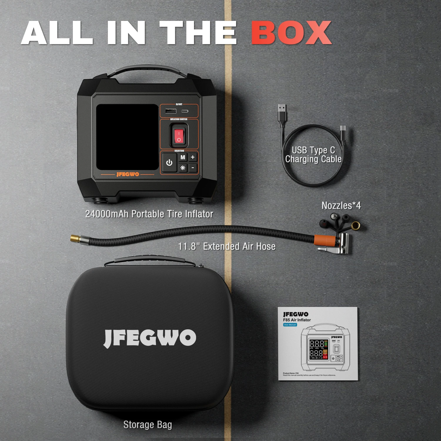 Powerful Car Air Compressor With Battery 24000mAh Electric Tire Inflator For Car Air Pump Tire Inflatable Pump air pump,electric tire inflator,air compressor pump,air compressor,tire inflator,inflatable pump