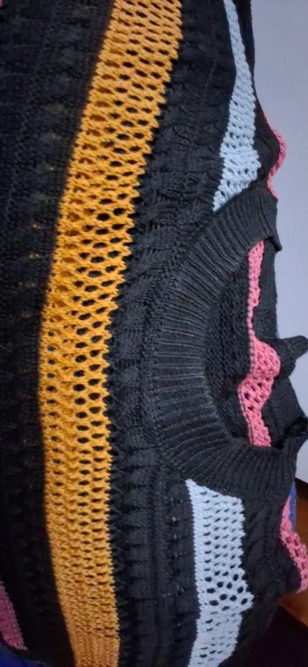 Women's Hollow Color Striped Knit Top photo review