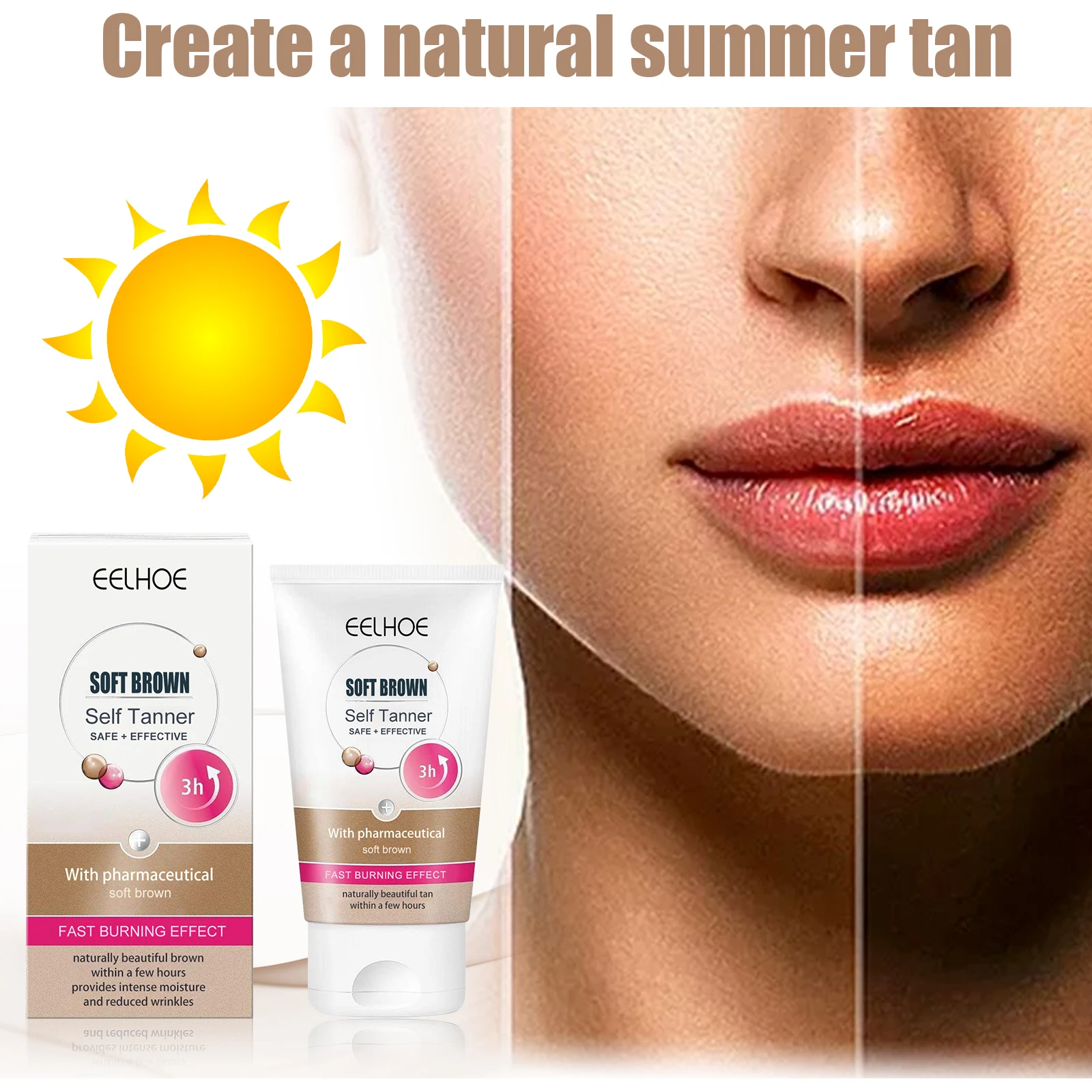 EELHOE Body Bronzer Cream Sun Tanning Protection Fake Tanner Self Tanning Moisturizer Sunless Tanner Body Cream 30ml