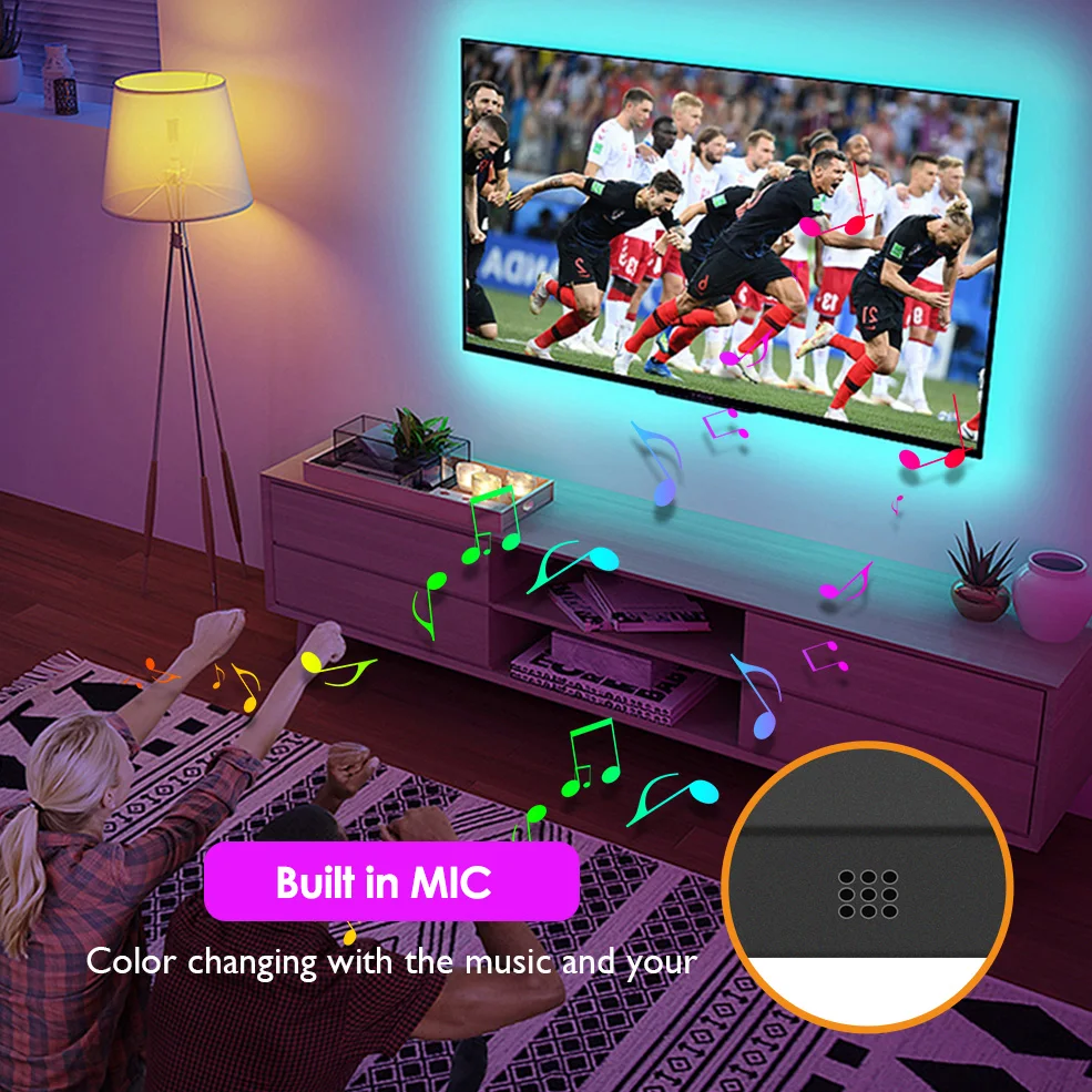 Smart Ambient TV PC Backlights 4K HDMI 2.0b Device Sync Box WiFi RGB USB  LED Strip Lights Kit For TV Box Xbox PS4
