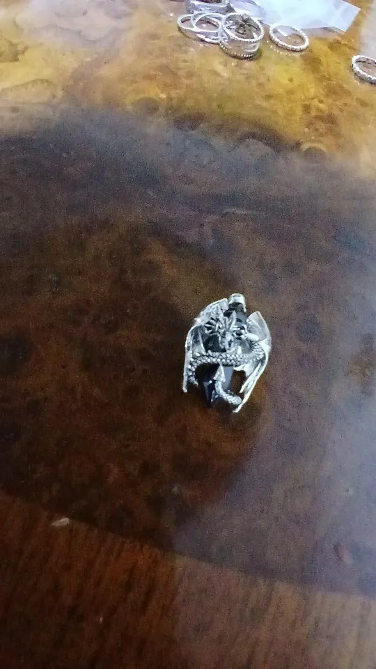 Dragon Obsidian Pendant | Silver-Plated Dragon Necklace