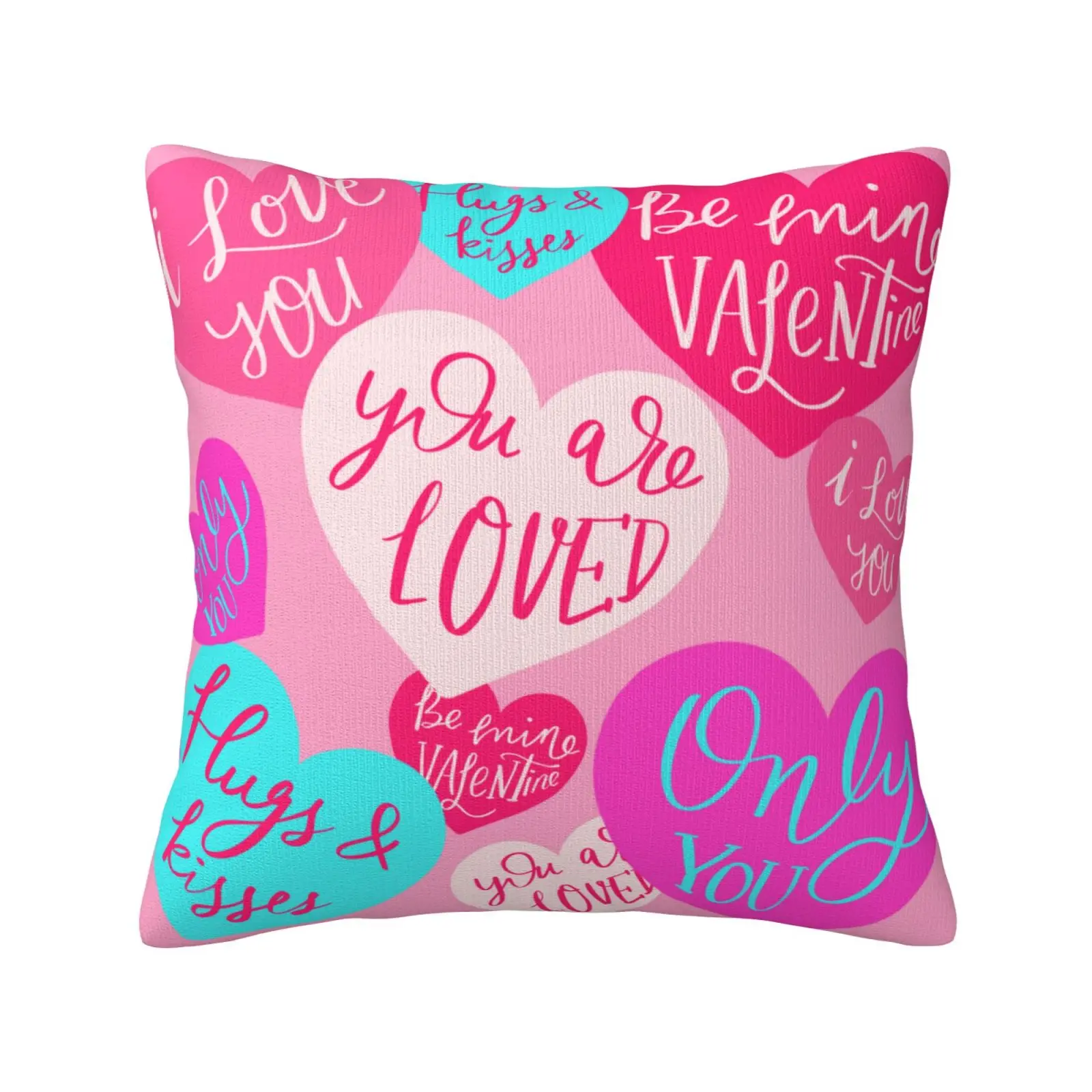 

Valentine's Day Heart Throw Pillow Covers Case Set of 2, 18 x 18 Soft Cozy Velvet Decorative Square Pillowcase for Sofa Couch