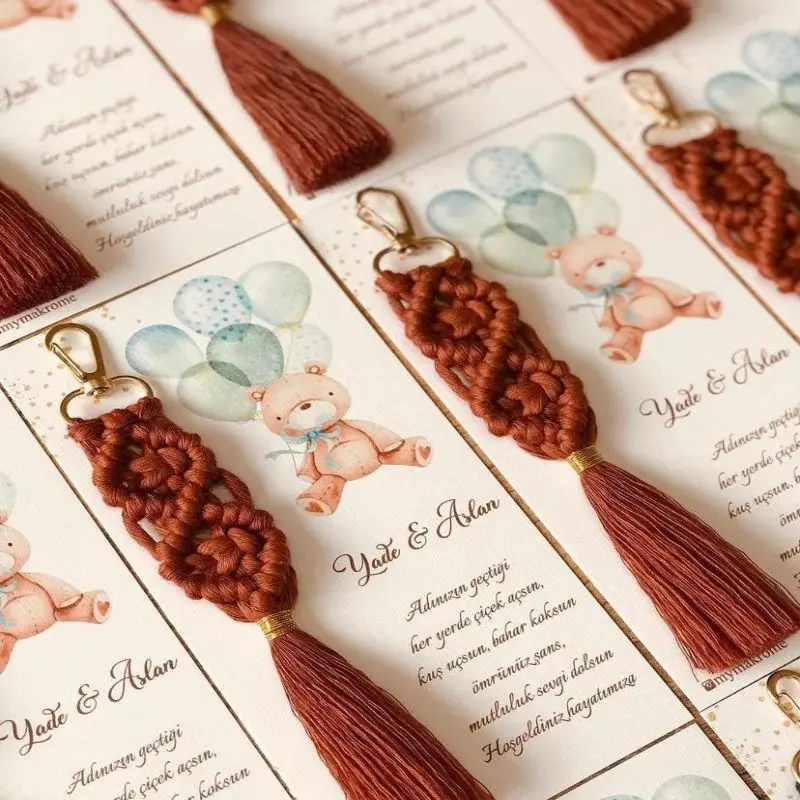 Portachiavi Macrame 50 Pezzi Possono Essere Personalizzati Compleanno Promessa Di Matrimonio Fidanzamento Matrimonio E Tutti I Tipi Di Occasioni Speci