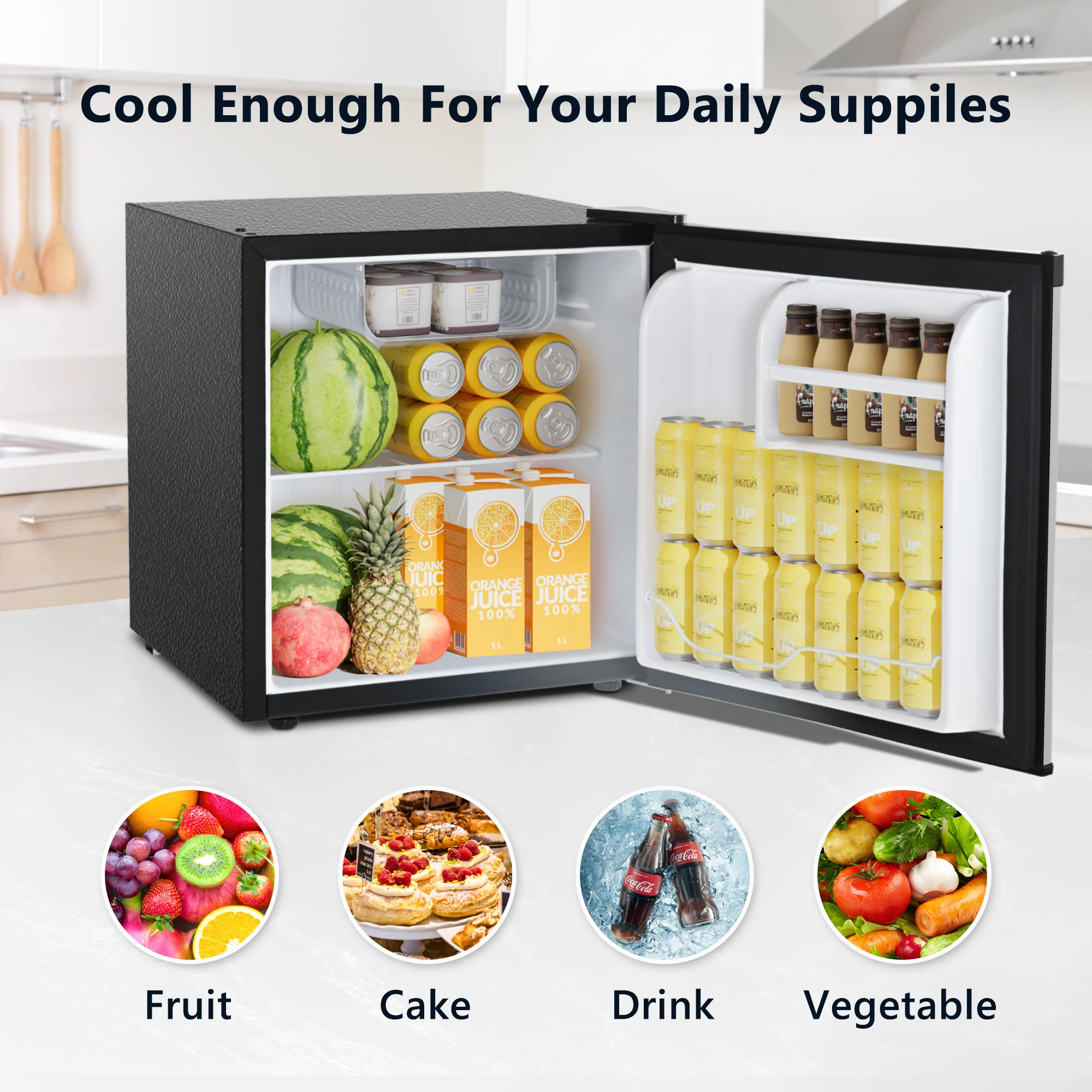 ICYGLEE 1.7 Cu.Ft Mini Fridge with Freezer Reversible Single Door Compact Refrigerator Adjustable Fridge for Bedroom Office Dorm 6