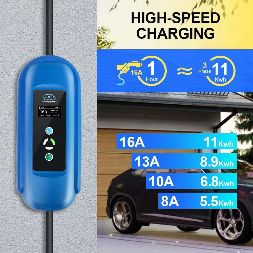KHONS 電気自動車 EV充電 6A~16A電流調整可能 ポータブル 【公式通販】