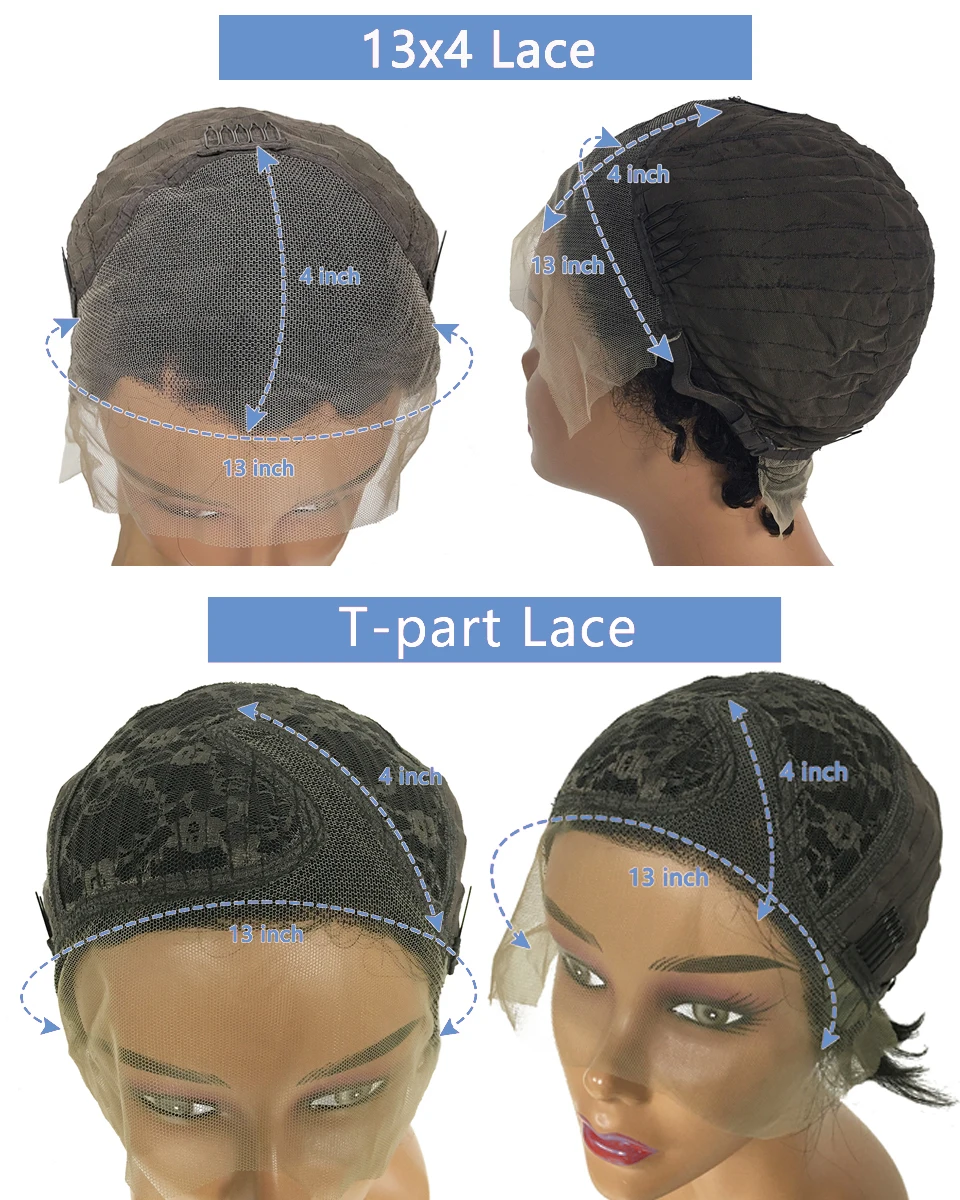 Pixie Cut Wig Human Hair Short Bob Wig T Part Lace Transparent 13x4 Lace Front Prepluck Brazilia Human Hair For Women
