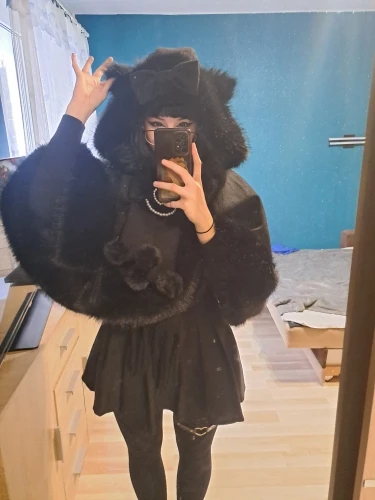 Hooded Fluffy Cat Eared Cloak photo review