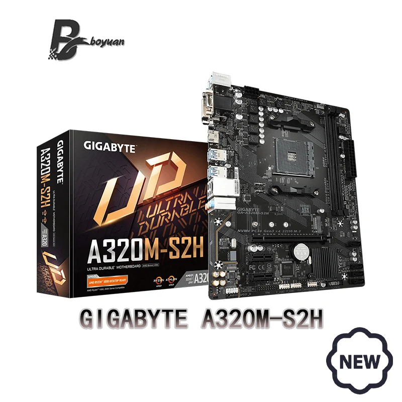 기가 바이트 GA A320M S2H 새로운 A320 DDR4 3200(O.C.) M.2 USB3.1/64G Micro ATX ...