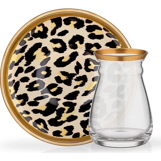 

Золотистый стеклянный чайный сервиз Glore Leopard лосося