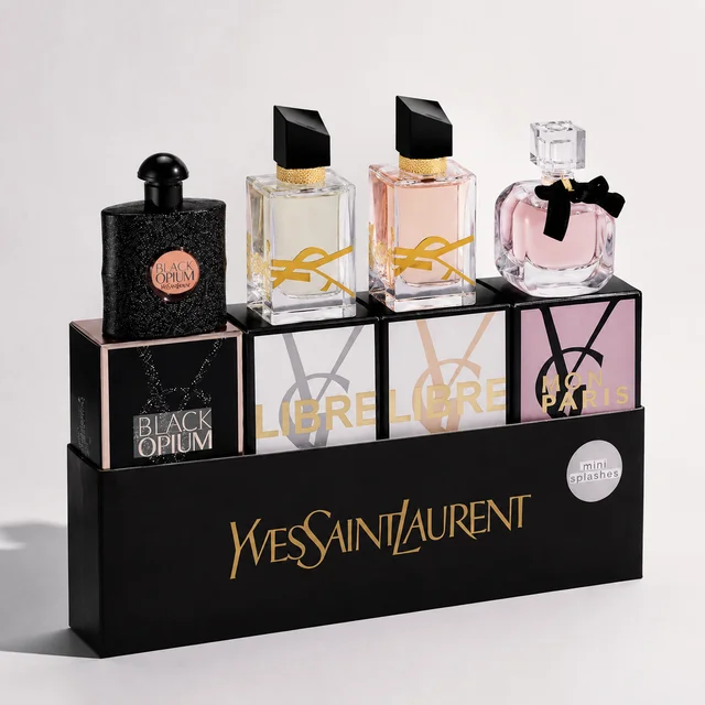 Yves Saint Laurent YSL Coffret Parfum Femme – Lot de 4 Miniatures Voyage (Mini Splash) – Cadeau Luxe Parfums Iconiques YSL 1