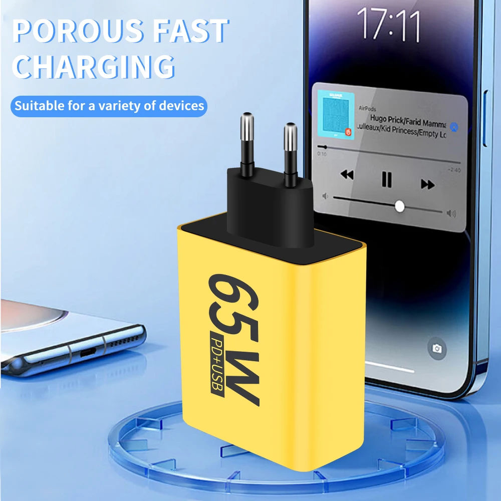 65W Charger USB C Fast Charging for iPhone 15 14 Xiaomi Samsung Oneplus