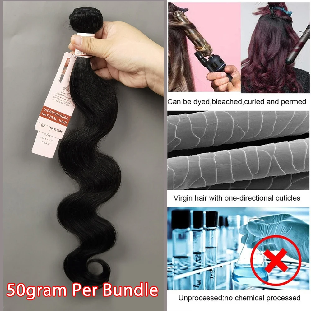 Body Wave Bundles Human Hair Extensions Human Hair Weave Bundle 10-30 Inch 50g/Pcs Natural Black human hair extensions human hair bundles human hair bulk