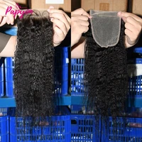 PAPYON Kinky Straight Mèches Avec Closures Deep Wave Tissage Avec 4x4 Closure Tissage Cheveux Humains Yaki Straight Bundles With Closure Livraison 3 Jours France 4