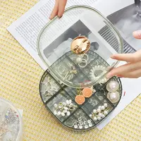 3-Tier Clear Stackable Earring Organizer - Jewelry Display Case with Lid for Rings/Necklaces (Green Compact Storage Box) 2