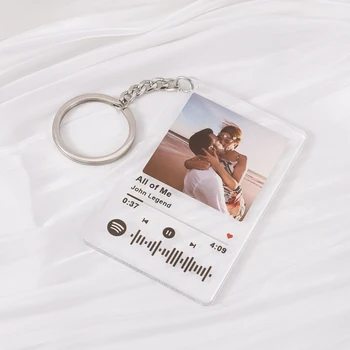 Custom Spotify Code Acrylic Music Board Keychain Personalised Spotify Scan Code Key Chain Plaque Anniversary Photo Gift For Her 1