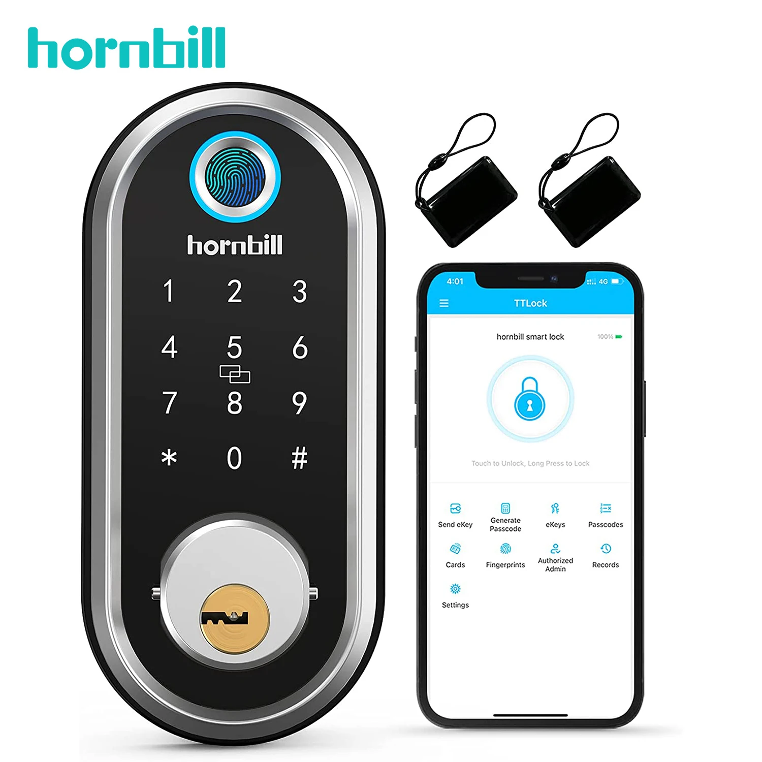 

Hornbill Biometric Fingerprint Smart Door Lock Deadbolt Keyless Entry Front Door Locks Electronic Unlock For Home Office Safe