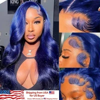Navy Blue Color Carnival Wig Body Wave 13x4 Human Hair Lace Frontal Wigs Brazilian HD Transparent Lace Front Wig For Women 1