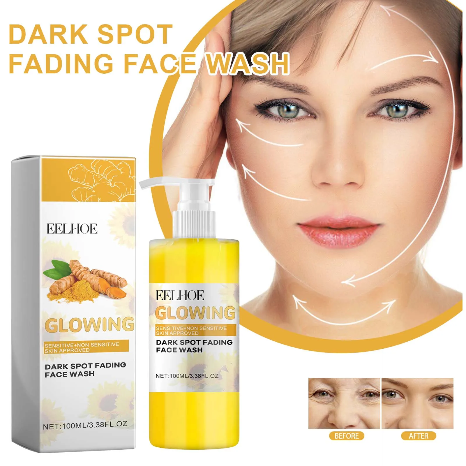 Turmeric Color Cleanser Deep Cleansing Face Lightening Acne Marks Removing Facial Oil Removing Makeup Refreshing Cleanser 4