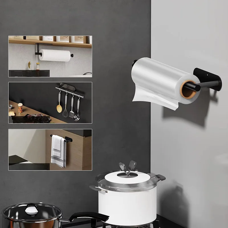 Toilet Paper Holder Organizer Kitchen Towel Rack No Drill Stainless Steel Paper Roll Holder Bathroom Accessories