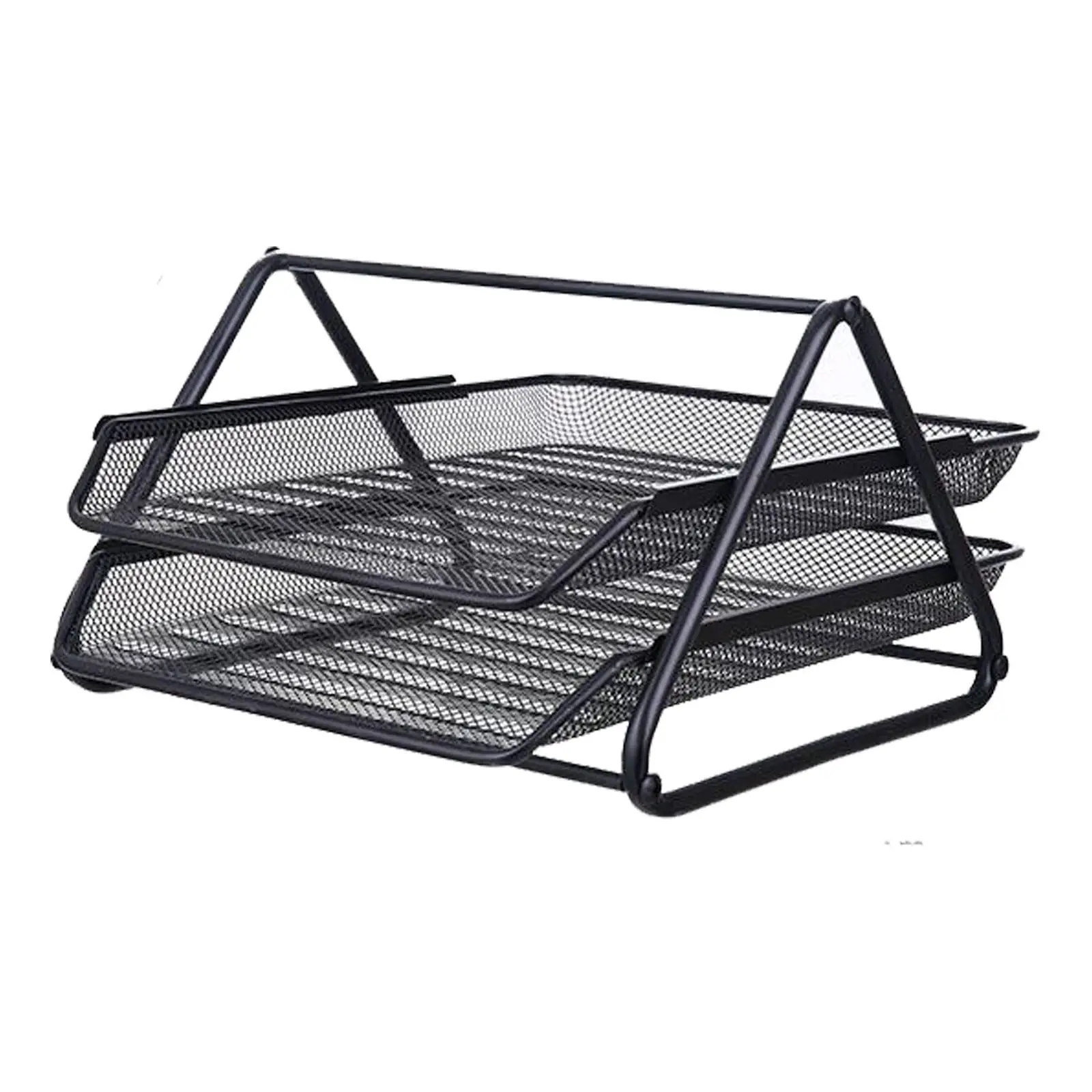 Desk Organizer Tray - Letter Tray in Black Metal Mesh for