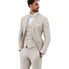 New Design Linen Suit for Men 3 Pieces Formal Wedding Prom Set Slim Fit Jacket Groom Best Man Tuxedo Costume Homme Suit 2
