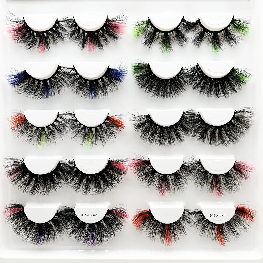 

Цветные ресницы 20 мм, норковые искусственные норковые ресницы оптом, вьющиеся натуральные длинные красные розовые Зеленые ресницы с полным покрытием, разные стили от поставщика