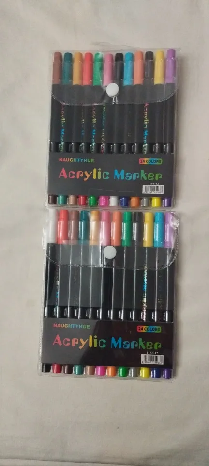 Rotuladores de pintura acrílica de 48 colores para uso artístico profesional, bolígrafos finos y con punta de doble punta, adecuados para piedra, madera y caligrafía photo review