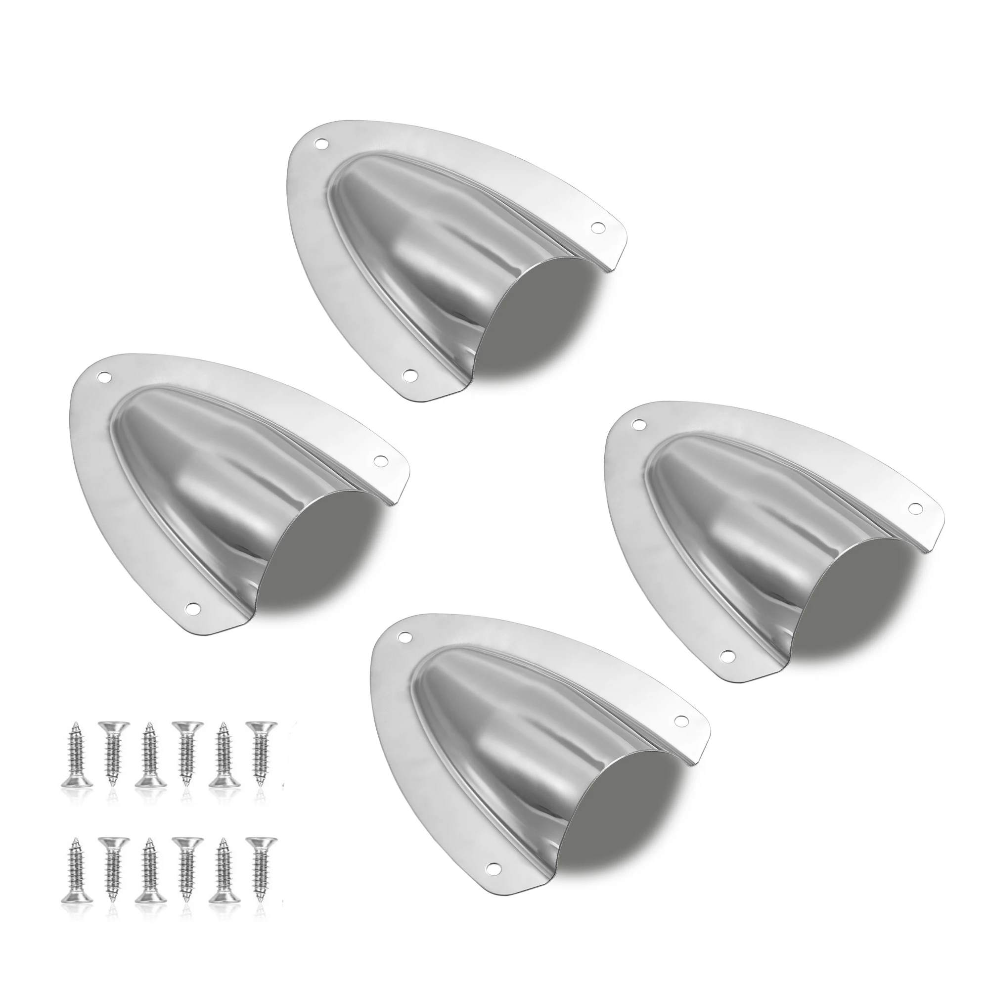 4 Packs Clam shell Vent for Boat, Size 1.53X1.77 Inch (39X45mm ), Stainless Steel Clamshell Vent, with 12 Pcs Screws