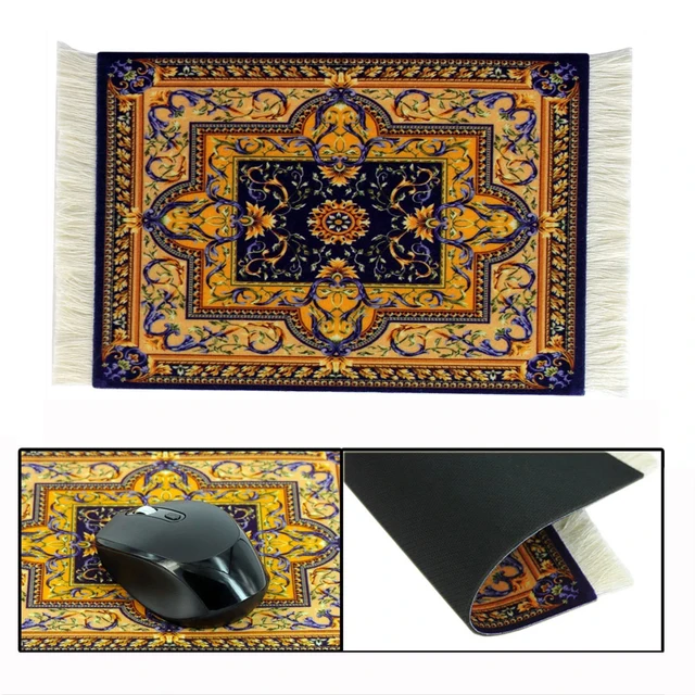 Persian carpet Woven flower small coaster wholesale merchants cheap mouse pad desk mat retro style rubber non-slip computer mats 4