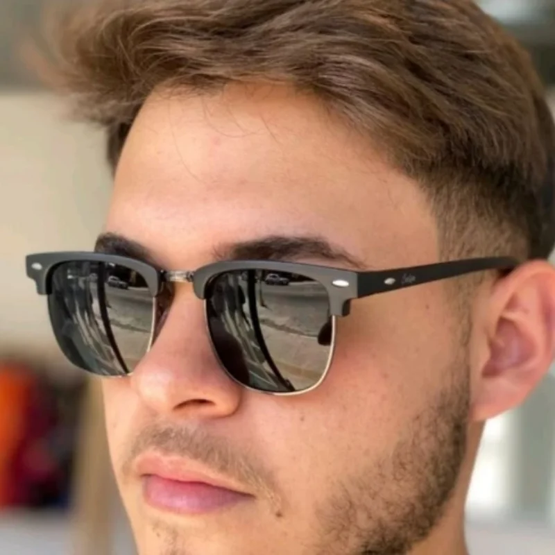 Óculos de Sol Quadrados Masculinos de Alta Qualidade Moderno Estilosos Ideal p dias Ensolarados Passeios Protege os Olhos UV400