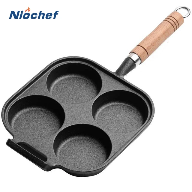 7 Hole Frying Pot Cast Iron Skillet Omelet Pan Non-Stick Egg Pancake Steak  Pan Kitchen Cooking Ham Pans Breakfast Maker Cookware - AliExpress