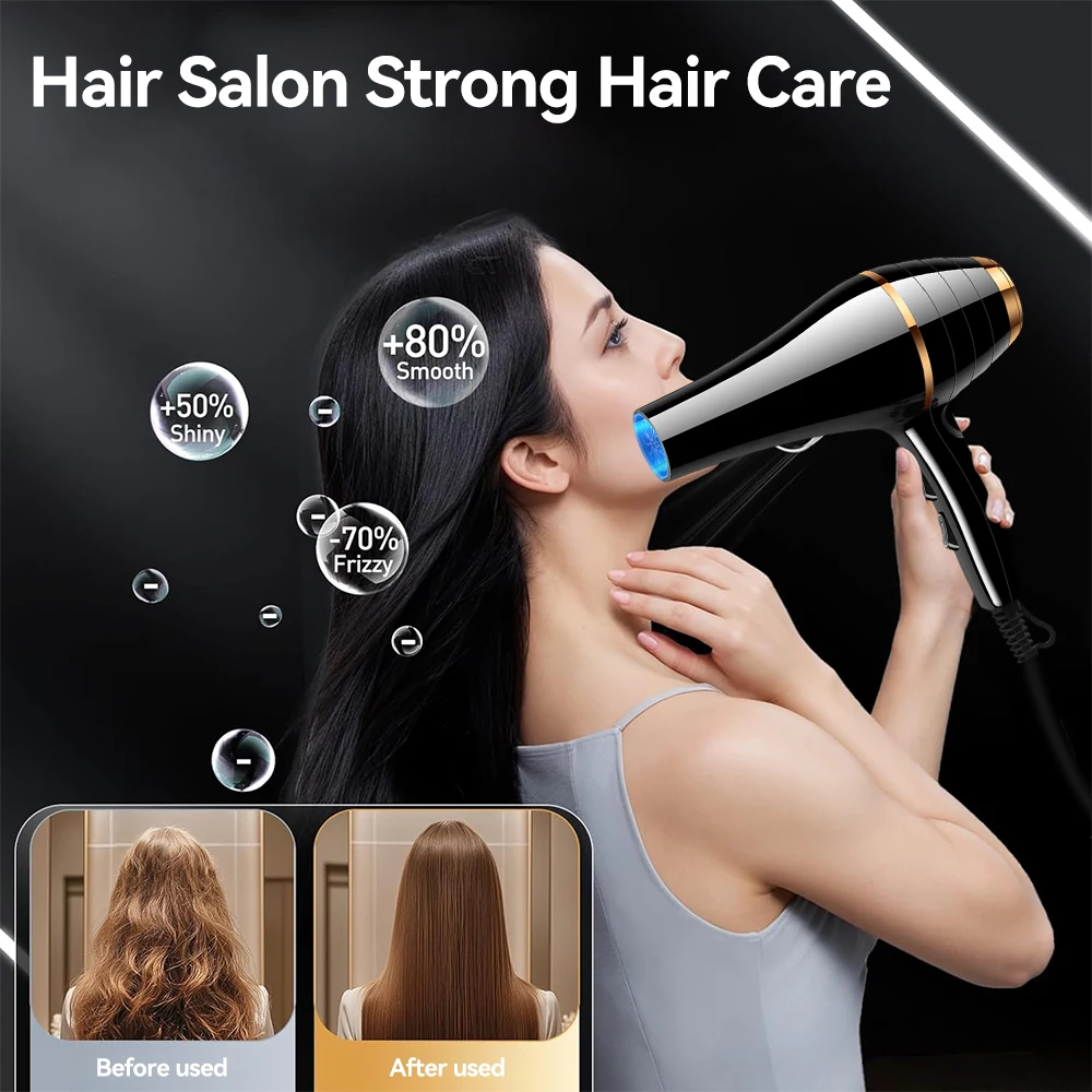 Professional Hair Dryer 1800W Powerful Quick Drying Negative Ions Hair Blow Dryer With Air Collecting Hairdressing Salon Tool