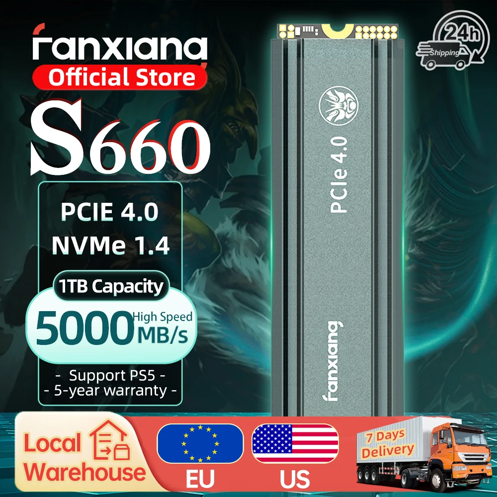 fanxiang-ps5、s660、ssd、500gb、1テラバイト、2テラバイト、5000-mbps、m2-nvme、pcie40x4、デスクトップ、pc、プレイステーション5用の内部ソリッドステートドライブ