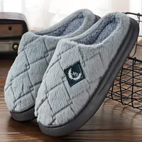 Men's House Slippers Furry Plaid cozy EVA Memory Foam Lightweight Casual Shoes Winter Warm Plush Non-slip Slippers big size - Image 2
