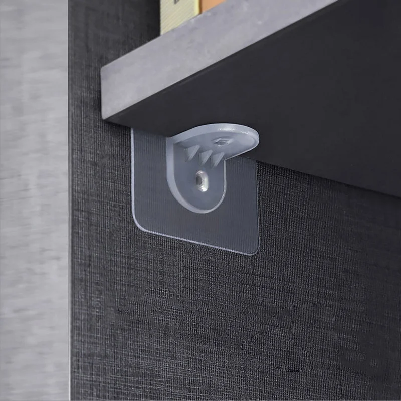 JJYY 4PCS Multifunctional Dual Purpose Shelf Support Adhesive Pegs Plastic Closet Cabinet Shelf Support Bracket Wall Hanger Hook shelf support