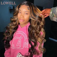 30 Inch Colored Highlight Human Hair Wigs Body Wave Lace Front Wig For Women Brazilian Pre Plucked 13x4 Transparent Hair Wigs 1