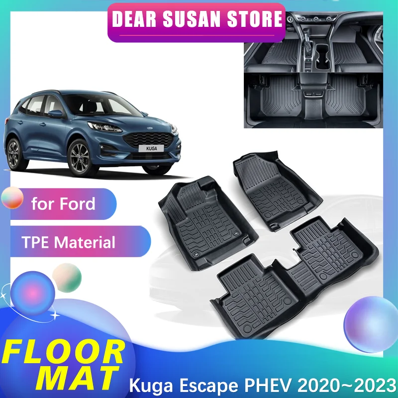 

Автомобильный напольный коврик для Ford Kuga Escape PHEV MK4 ST-Line 2020 ~ 2023 2021, коврик из ТПЭ с подкладкой под заказ, коврик с полным покрытием, аксессуары