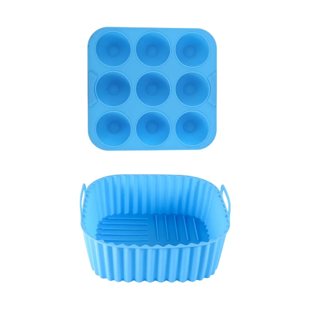 Durable Reusable Silicone Air Fryer Liners - 2-Piece Set for Safe and Easy Cooking
