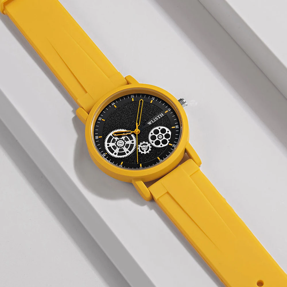 2023 Internet celebrity yellow fashion watch punk trend waterproof men and women high-value quartz watch new