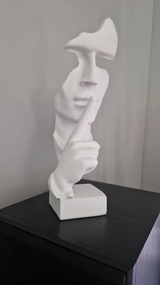 Resin Thinker Statue: Silence Is Gold Abstract Sculpture photo review