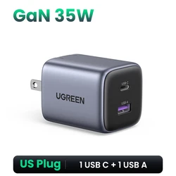 UGREEN GaN 35W Dual-Port USB-C Fast Charger with PD and QC Technology - GaN 35W US Plug