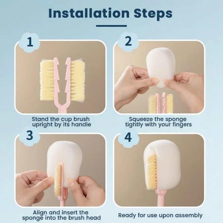 5-in-1cup Washing Tool for Household Use Multifunctional Cup Brush Water Cup Thermos Cup Brush Milk Bottle Cleaning Sponge Brush 6